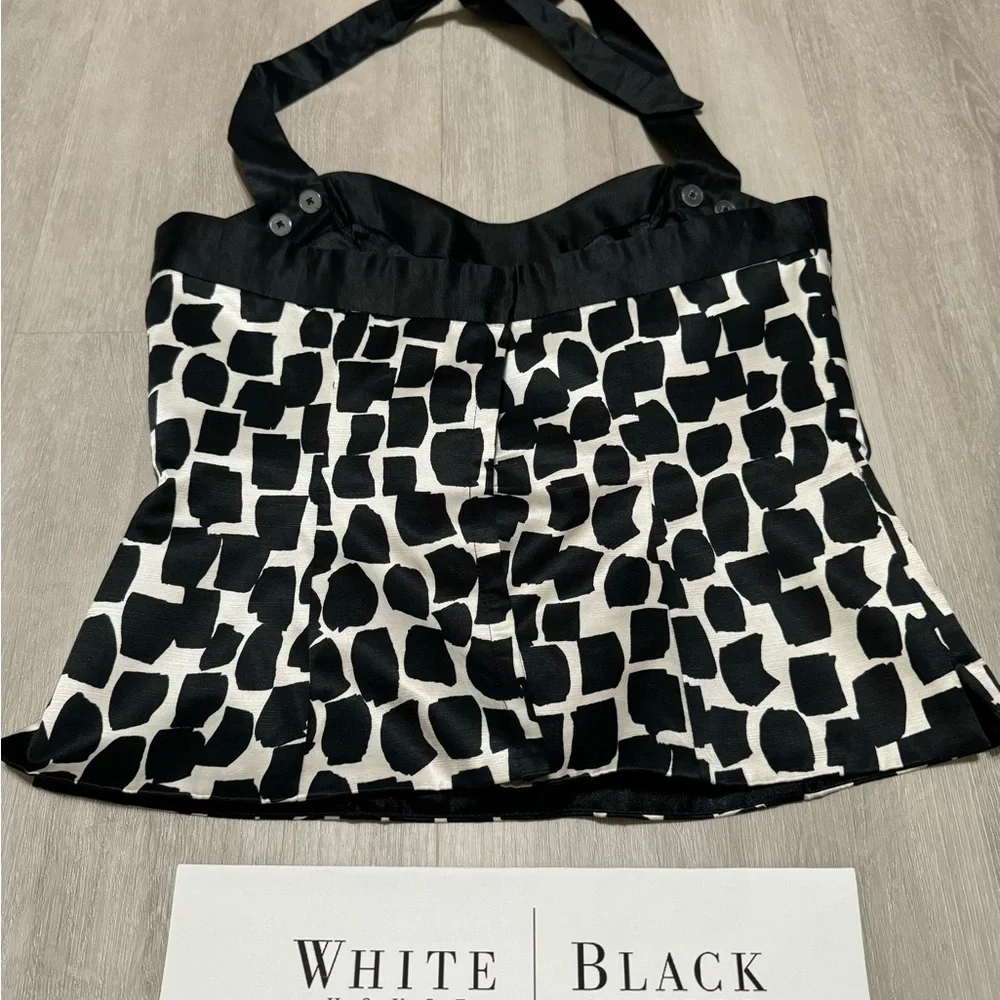 White House Black Market Bustier Strapless Top Black White Abstract Print - 4 - Picture 2 of 11